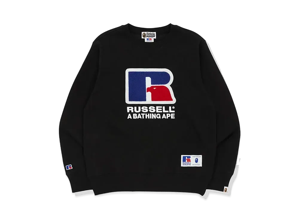 A BATHING APE x RUSSELL Crewneck "Black"