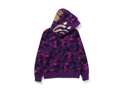 A BATHING APE Double Shark Full Zip Hoodie "Purple"