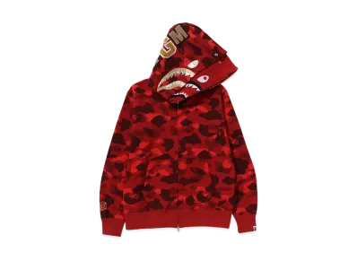 A BATHING APE Double Shark Full Zip Hoodie "Red"
