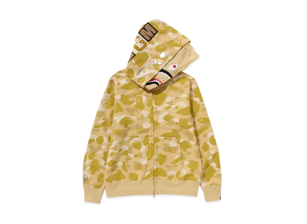 A BATHING APE Double Shark Full Zip Hoodie "Yellow"