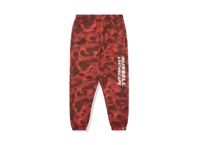 A BATHING APE x RUSSELL Color Camo Track Pants "Red"