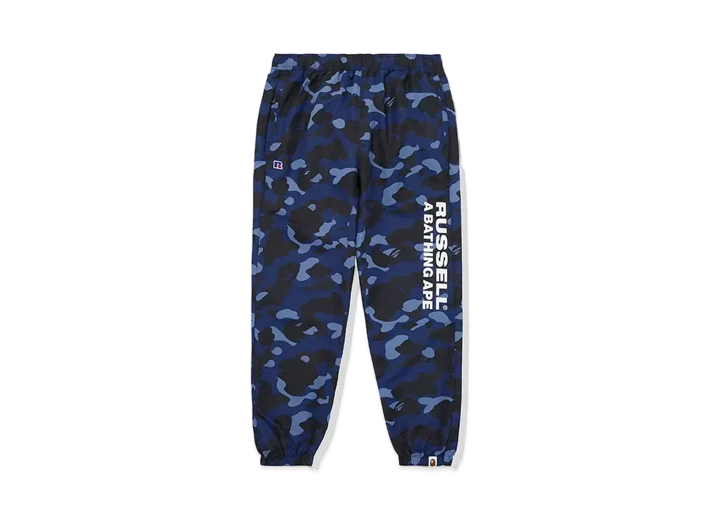 A BATHING APE x RUSSELL Color Camo Track Pants "Navy"