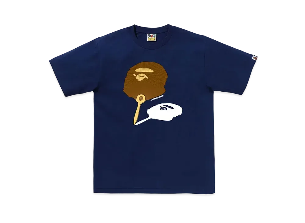 A BATHING APE Japanese Fan Ape Head Tee "Navy"