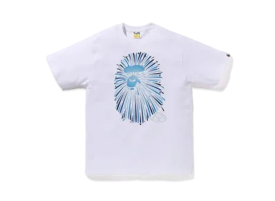 A BATHING APE Ape Head Firework Tee #1 "White/Blue"
