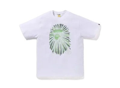 A BATHING APE Ape Head Firework Tee #1 "White/Green"