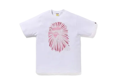 A BATHING APE Ape Head Firework Tee #1 "White/Pink"