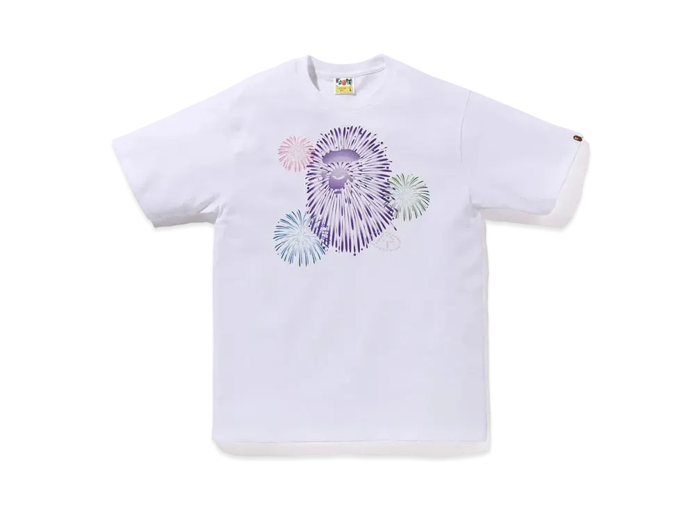 A BATHING APE Ape Head Firework Tee #2 "White"