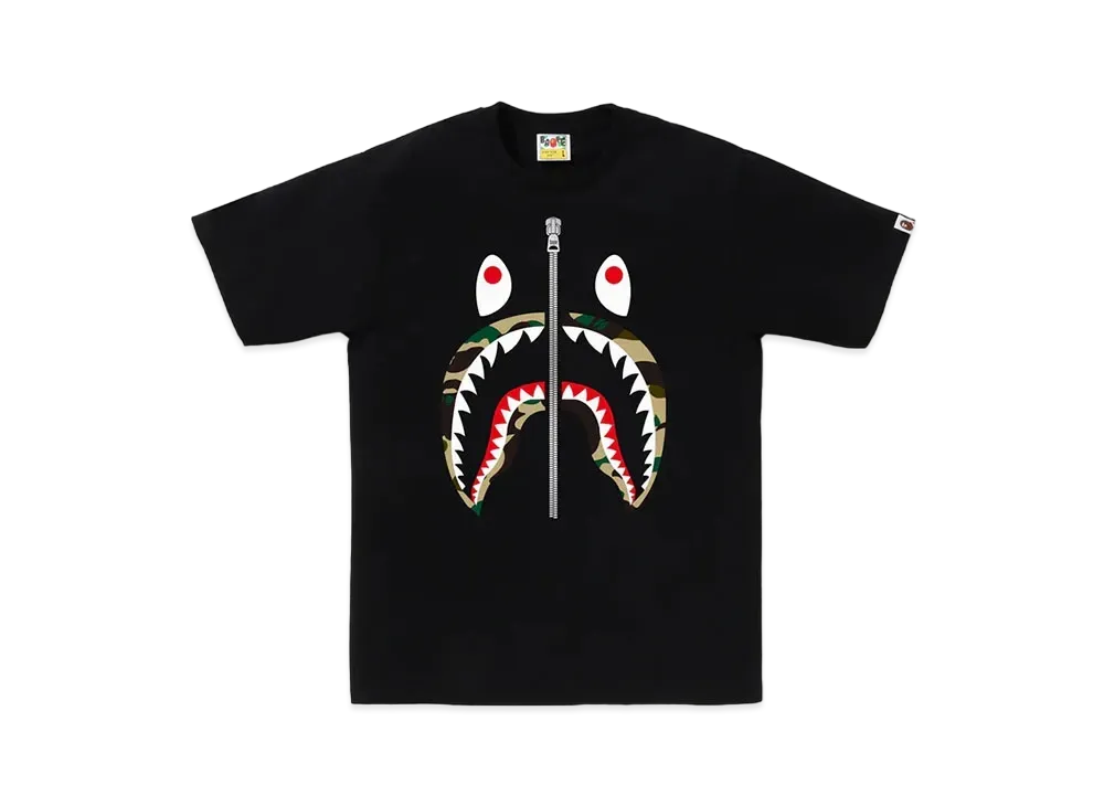 A BATHING APE 1st Camo Shark Tee "Black/Yellow"