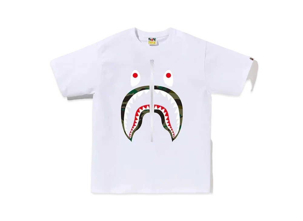 A BATHING APE 1st Camo Shark Tee "White/Green"
