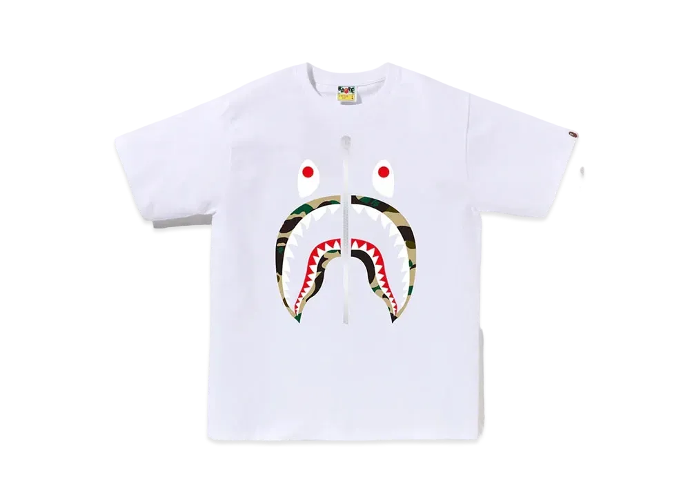 A BATHING APE 1st Camo Shark Tee "White/Yellow"