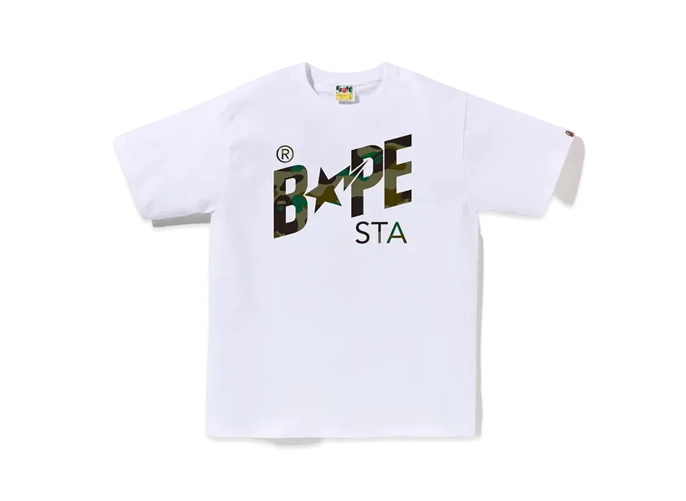 アベイシングエイプ 1st カモ ベイプ Sta Tシャツ "ホワイト/グリーン"