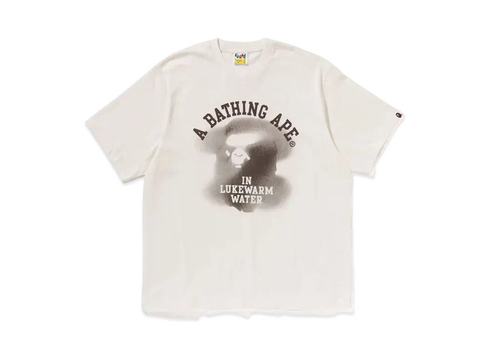 A BATHING APE Water Print College Logo Relaxed Fit Tee "Ivory"