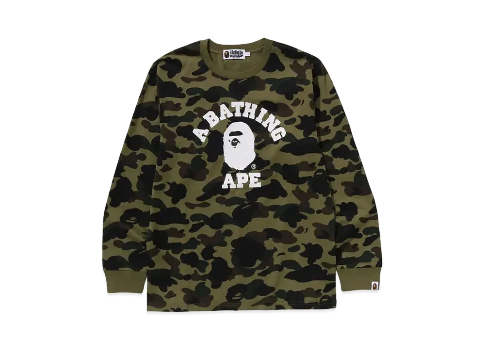 A BATHING APE 1st Camo College LS Tee "Green"
