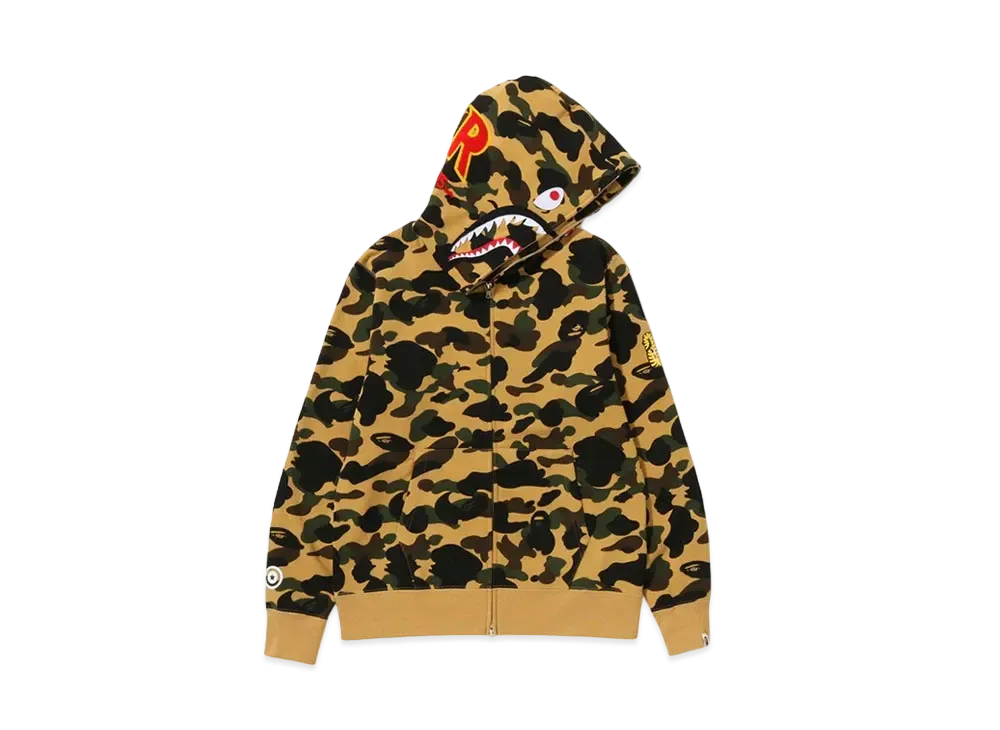 A BATHING APE 1st Camo 2nd Shark Full Zip Hoodie "Yellow"