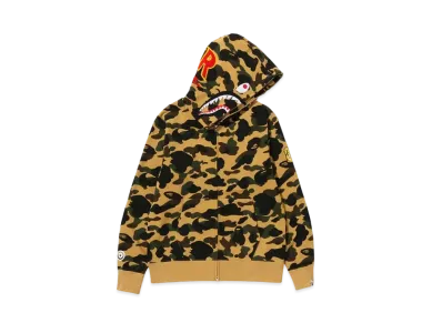 A BATHING APE 1st Camo 2nd Shark Full Zip Hoodie "Yellow"