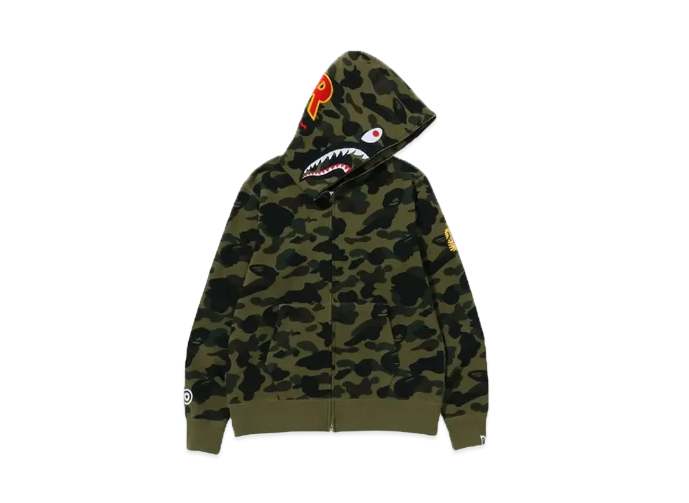 A BATHING APE 1st Camo 2nd Shark Full Zip Hoodie "Green"