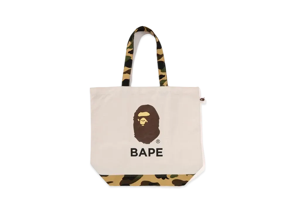 A BATHING APE 1st Camo Ape Head Tote Bag "Ivory"