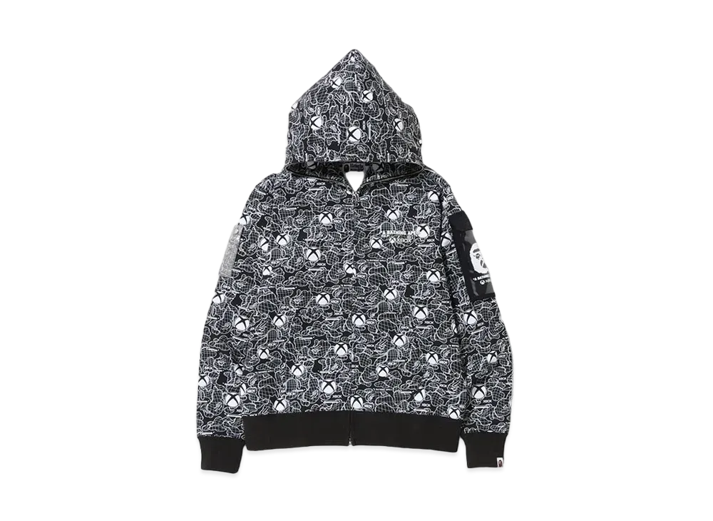 A BATHING APE x XBOX Camo Full Zip Hoodie "Black"