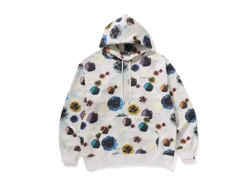A BATHING APE Floral Camo Pattern Relaxed Fit Pullover Hoodie "Ivory"