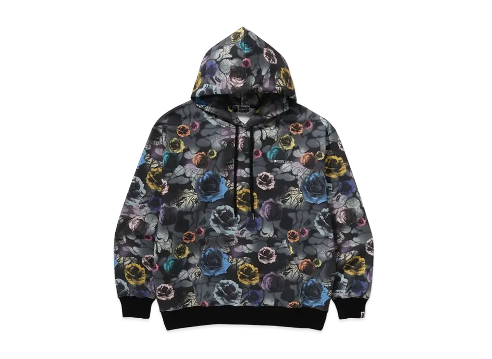 A BATHING APE Floral Camo Pattern Relaxed Fit Pullover Hoodie "Black"