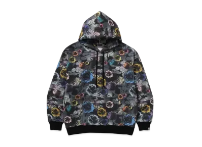 A BATHING APE Floral Camo Pattern Relaxed Fit Pullover Hoodie "Black"