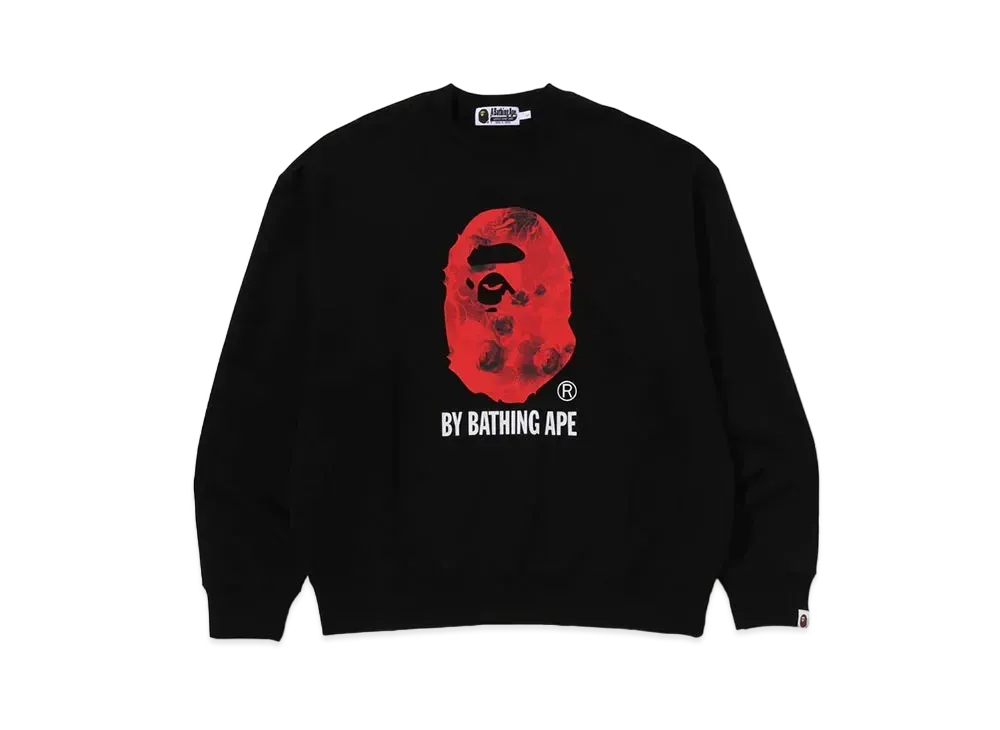 A BATHING APE Floral Solid Camo Relaxed Fit Crewneck Sweatshirt "Black"