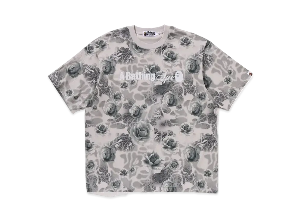 A BATHING APE Floral Solid Camo Logo Relaxed Fit Tee "Gray"