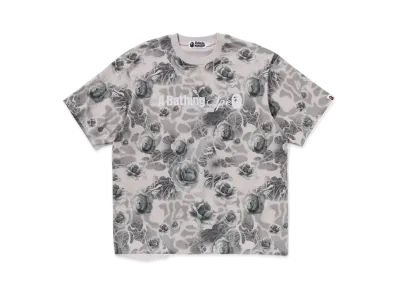 A BATHING APE Floral Solid Camo Logo Relaxed Fit Tee "Gray"