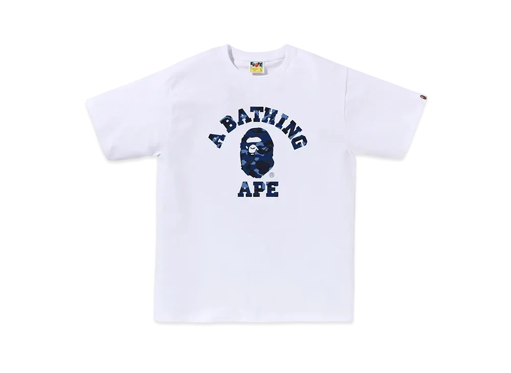 A BATHING APE College Tee "White/Navy"