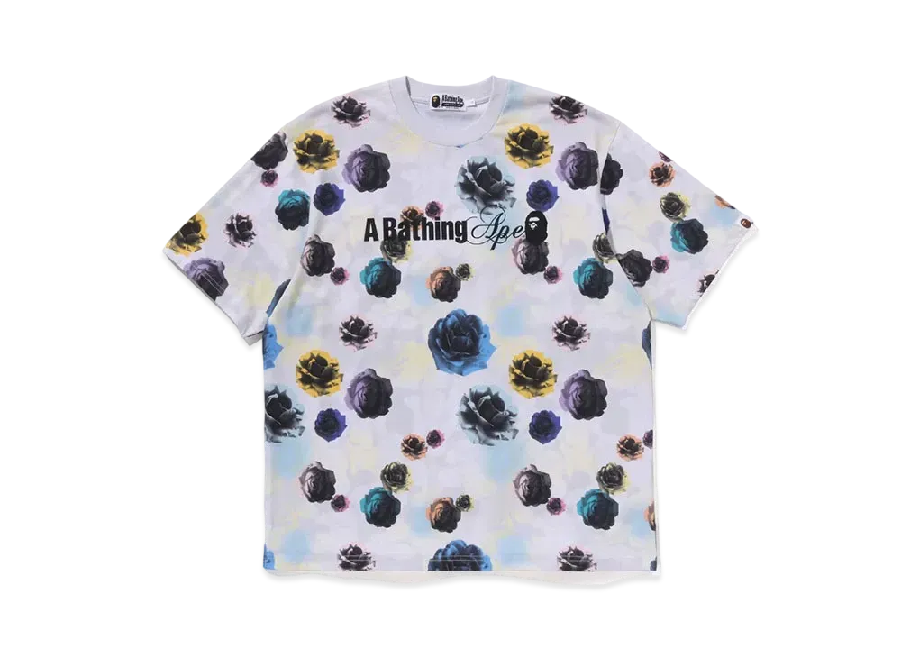 A BATHING APE Floral Camo Logo Relaxed Fit Tee "Ivory"