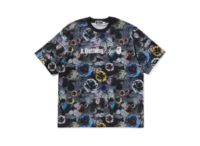 A BATHING APE Floral Camo Logo Relaxed Fit Tee "Black"