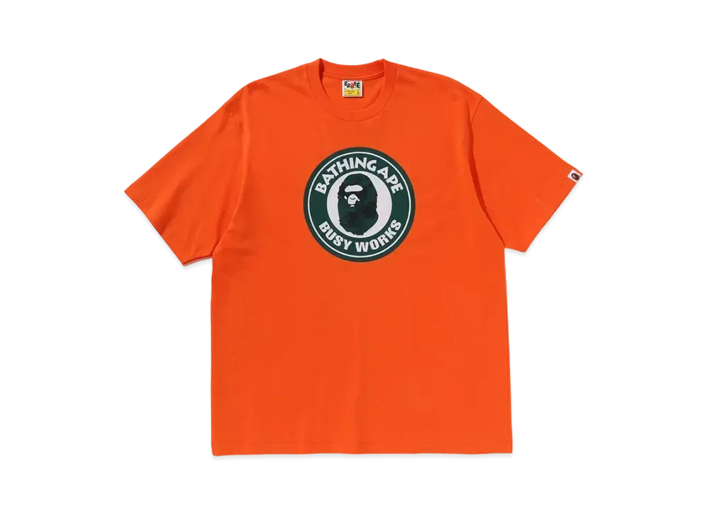 A BATHING APE Floral Solid Camo Busy Works Relaxed Fit Tee "Orange"