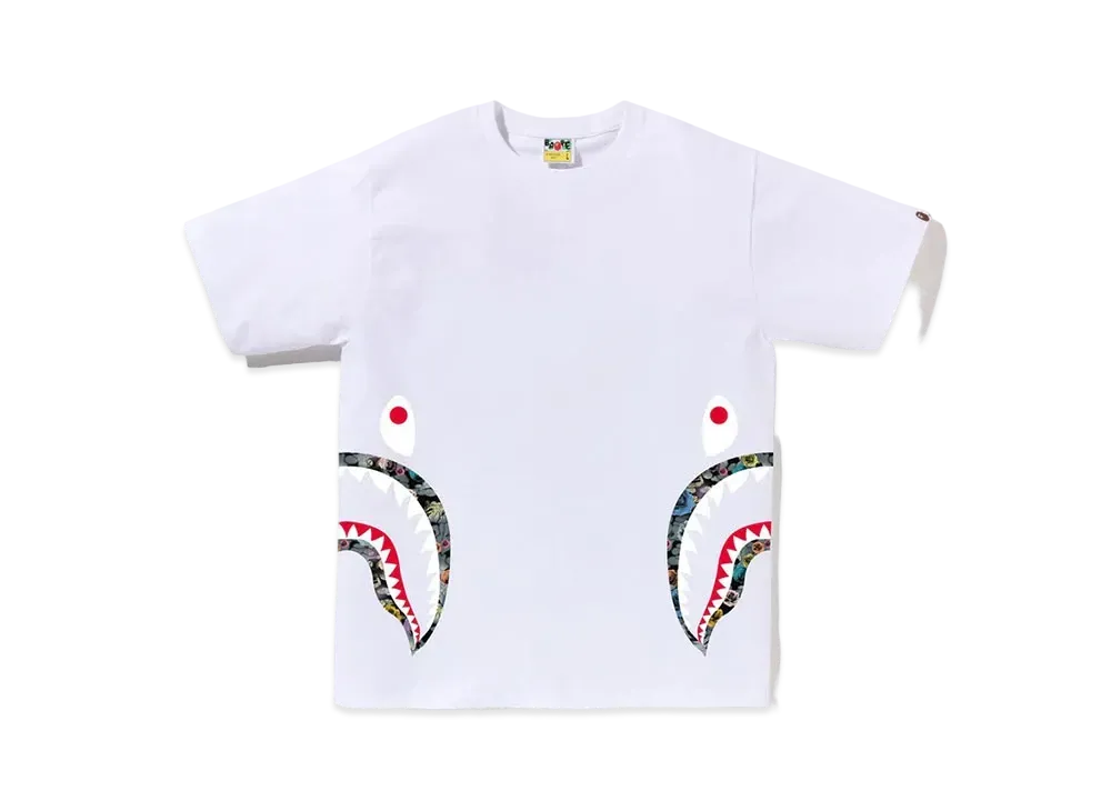 A BATHING APE Floral Camo Side Shark Tee "White"