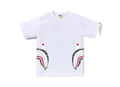 A BATHING APE Floral Camo Side Shark Tee "White"