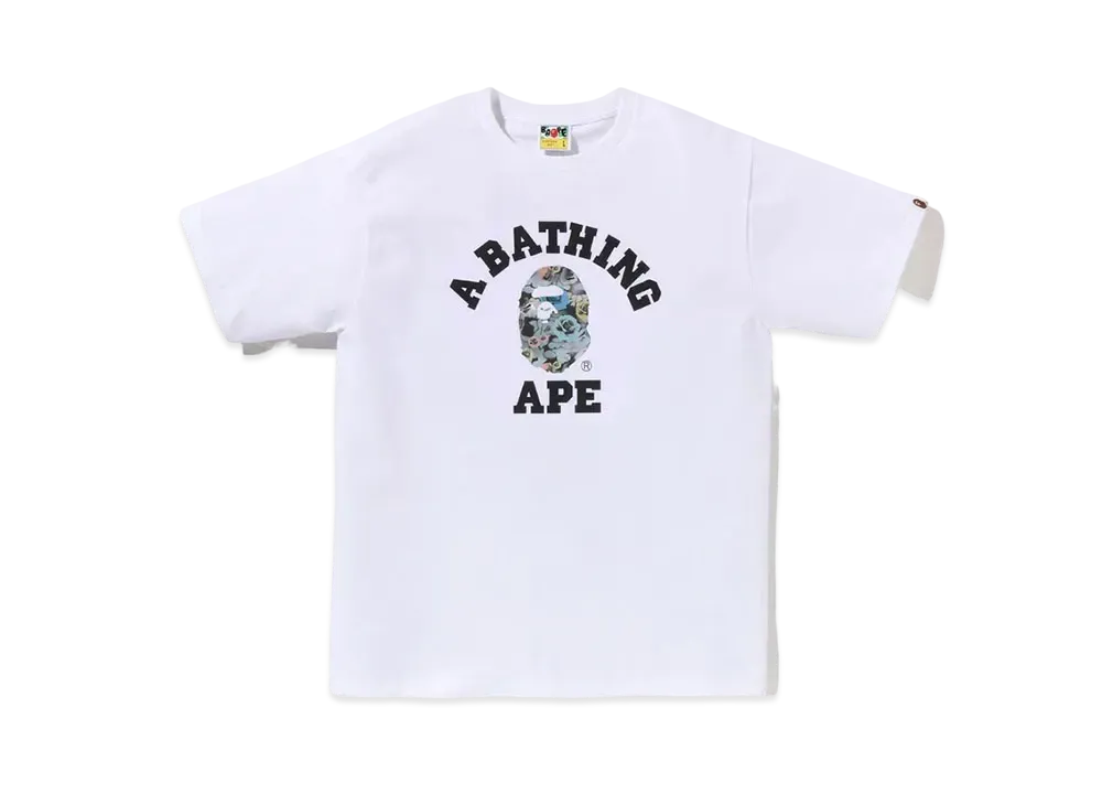 A BATHING APE Floral Camo College Tee "White"