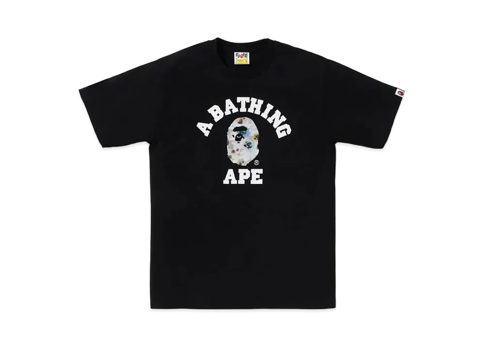 A BATHING APE Floral Camo College Tee "Black"