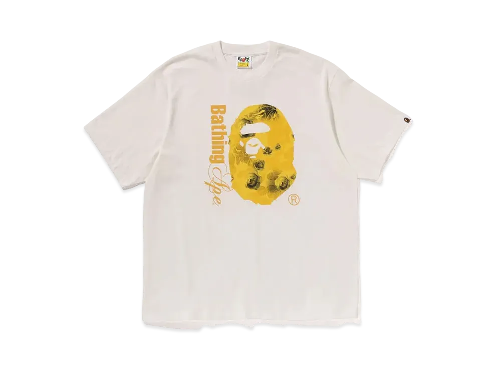 A BATHING APE Floral Solid Camo Ape Head Relaxed Fit Tee "White"