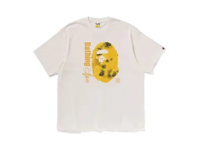 A BATHING APE Floral Solid Camo Ape Head Relaxed Fit Tee "White"
