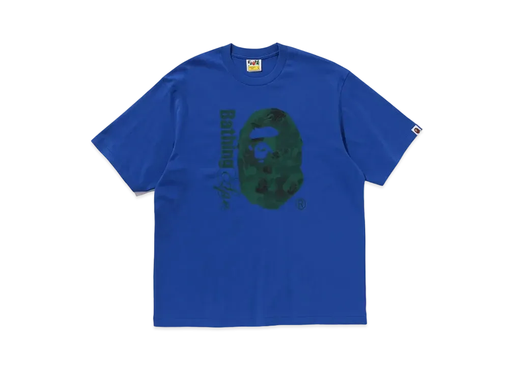 A BATHING APE Floral Solid Camo Ape Head Relaxed Fit Tee "Blue"