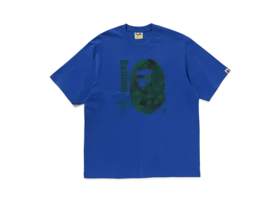 A BATHING APE Floral Solid Camo Ape Head Relaxed Fit Tee "Blue"