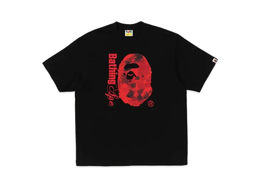 A BATHING APE Floral Solid Camo Ape Head Relaxed Fit Tee "Black"