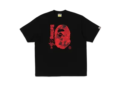 A BATHING APE Floral Solid Camo Ape Head Relaxed Fit Tee "Black"