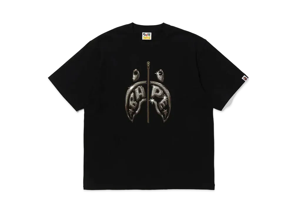 A BATHING APE Shark Photo Print Relaxed Fit Tee "Black"