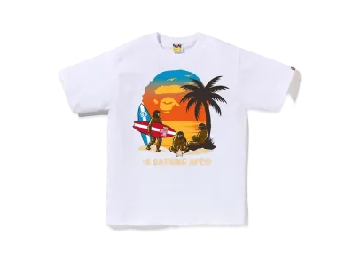 A BATHING APE Sunset Beach Ape Head Tee "White"