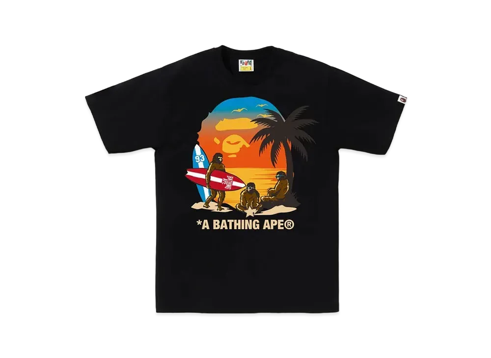 A BATHING APE Sunset Beach Ape Head Tee "Black"