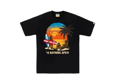 A BATHING APE Sunset Beach Ape Head Tee "Black"