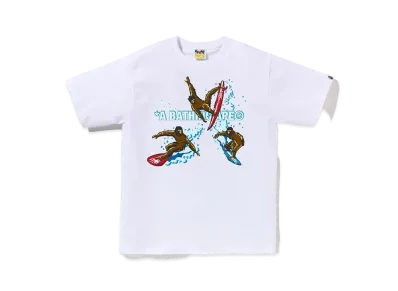 A BATHING APE Surfing Apes Tee "White"