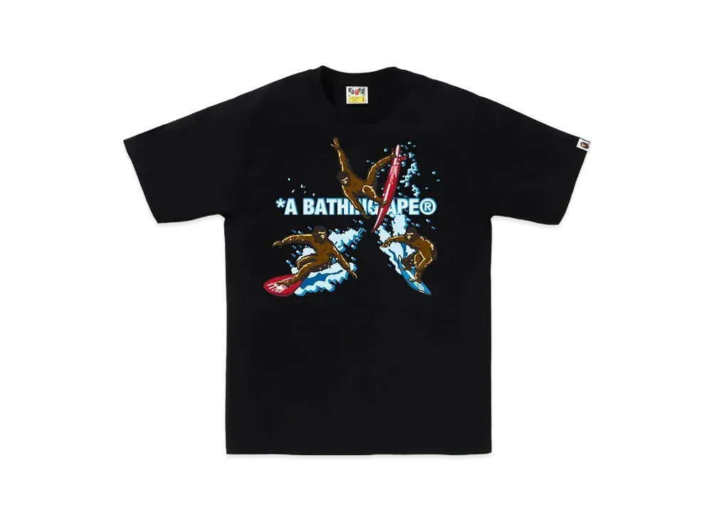 A BATHING APE Surfing Apes Tee "Black"