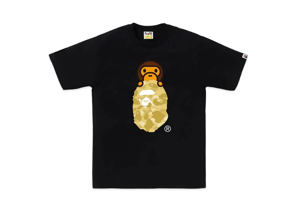 A BATHING APE Color Camo Milo On Ape Head Tee "Black/Yellow"