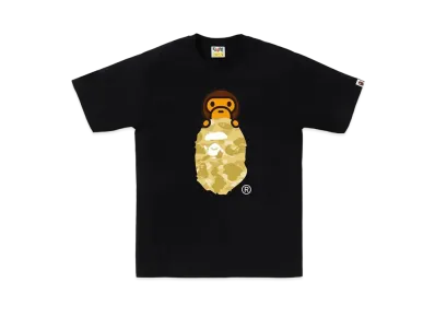A BATHING APE Color Camo Milo On Ape Head Tee "Black/Yellow"